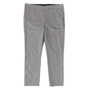 Nicole Miller Women’s Black White Gingham Check Pants Office Career Workwear 14
